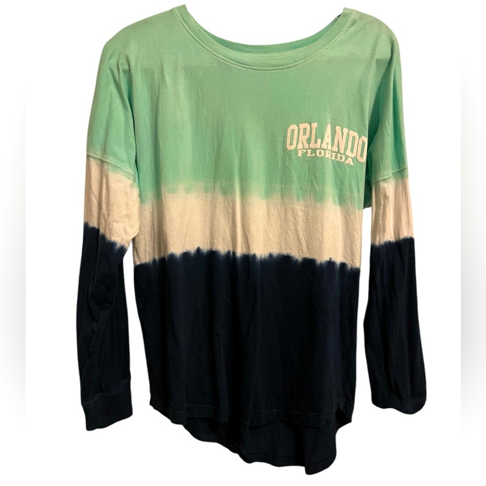 Exist Orlando Florida Spirit Dip Dye Jersey Long Sleeve Teal Blue Green T-Shirt